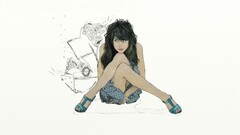 drawing sketches skirt artwork sitting brittany murphy Women