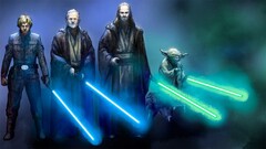 drawing yoda obi-wan kenobi qui-gon jinn Luke Skywalker artwork