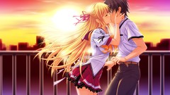 Drawings kissing anime girls game cg koi kumo