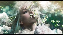 Dreams nature clouds light woman blondes blue eyes 