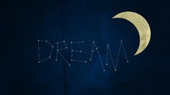 Dreams Typography crescent moon constellations night sky