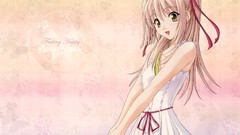 Dress anime girls brunettes yellow eyes memories off