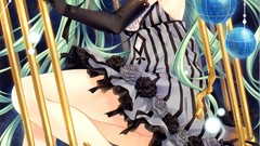 Dress anime girls green eyes hatsune miku vocaloid green hair 