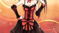 Dress anime girls lolita fashion heterochromia black hair 