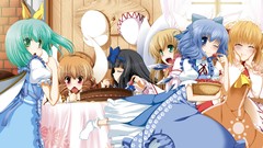 Dress anime girls short hair touhou cirno lily white luna child 