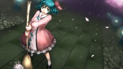 Dress anime girls touhou cherry blossoms animal ears aqua hair 