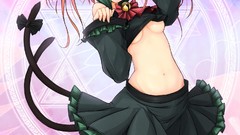 Dress Bells fangs navel red eyes ornaments bows skirts anime 