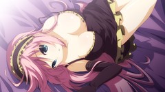 Dress blanket beds gloves pink hair long hair blue eyes 