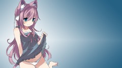 Dress blue background blush long hair barefoot anime girls blue 