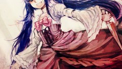 Dress blue hair long hair blue eyes umineko no naku koro ni 