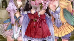 Dress blush pink hair smiling anime girls blue eyes closed eyes 