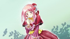 Dress cleavage pink hair