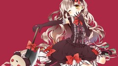 Dress gloves blush long hair vocaloid wink gray hair Simple 