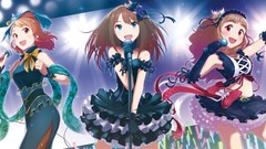 Dress gloves Ribbons blondes microphones scarfs long hair 