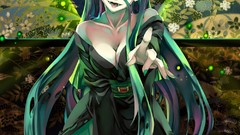 Dress green eyes green hair pointing