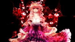 Dress hats gap red eyes Ribbons bows blondes long hair anime 