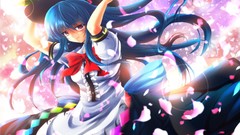 Dress hats Ribbons blue hair long hair pink eyes lolita fashion 