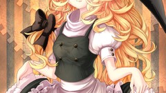 Dress hats stripes blondes smiling long hair anime girls 