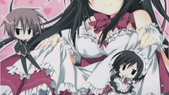 Dress Hearts Chibi anime girls maids pantyhose black hair scans 