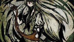 Dress horns white hair red eyes bows long hair anime girls 