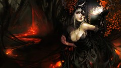 Dress lava artwork fantasy art monster girls
