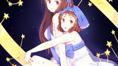 Dress long hair anime girls brown eyes brunettes short hair 