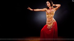 Dress models cleavage pierced navel belly dancers