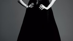 Dress monochrome December Actress lipstick blue eyes brunettes 