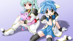 Dress Nomad red eyes gloves blue hair long hair boots uniforms 