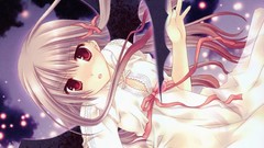 Dress red eyes anime girls aquarian age Tatekawa Mako (artist)