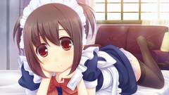 Dress red eyes anime girls brunettes short hair original 