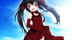 Dress red eyes gloves elbows anime girls pangya kooh twintails