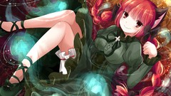 Dress red eyes Ribbons bows blush smiling long hair anime girls 