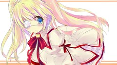 Dress Ribbons blondes blush long hair anime girls blue eyes 