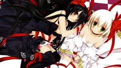 Dress Ribbons blush anime girls thigh highs risa