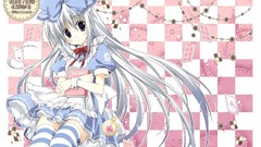 Dress Ribbons stripes anime girls purple eyes Korie Riko 