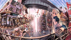 Dress stockings blondes cities long hair blue eyes maids scenic 