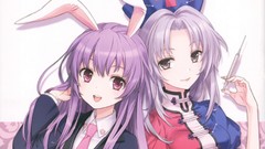 Dress tie white background white hair red eyes schoolgirls 