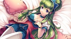 Dress Trap stockings bracelets pillows green hair purple eyes 