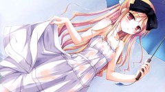 Dress Umbrellas wet red eyes blondes blush lolita fashion 