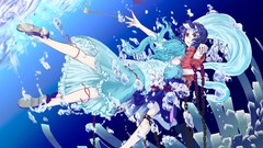 Dress underwater chains blue hair touhou video games Chinese 