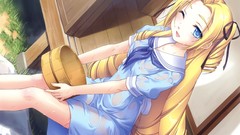 Dress Virginia blondes long hair anime girls blue eyes wink 