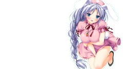 Dress white background hats carrots Ribbons blush long hair 