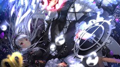 Dress white hair long hair pink eyes rozen maiden lolita 