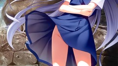 Dress white hair red eyes long hair anime girls game cg grisaia 