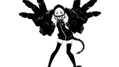 Dress white hair red eyes stockings hoodies anime girls 