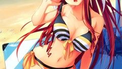 Drinks red eyes Ribbons Beaches sunglasses anime girls bare 