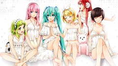 Ducks Bears white background red eyes blondes pink hair long 