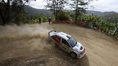 Dust dirt wrc Rally Car Mitsubishi Lancer Evolution narrow road