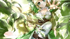 Ears anime girls green eyes cleavage sword art online long ears 